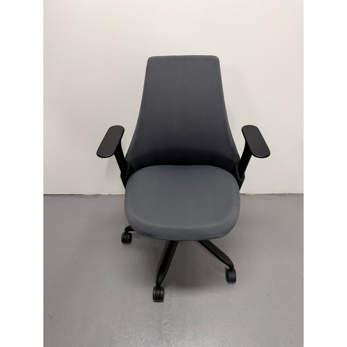 Herman Miller Sayl - Task Chair with Armrests - Grey Upholstered Back - thegoodchairs