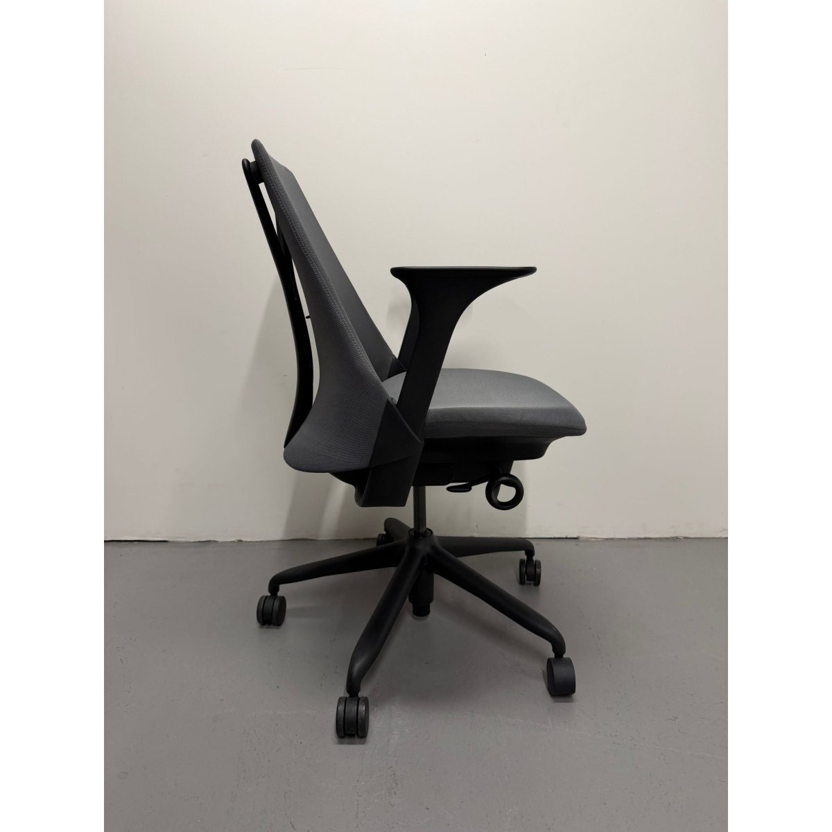 Herman Miller Sayl - Task Chair with Armrests - Grey Upholstered Back - thegoodchairs