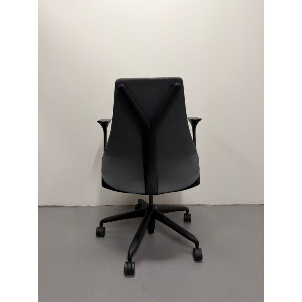 Herman Miller Sayl - Task Chair with Armrests - Grey Upholstered Back - thegoodchairs