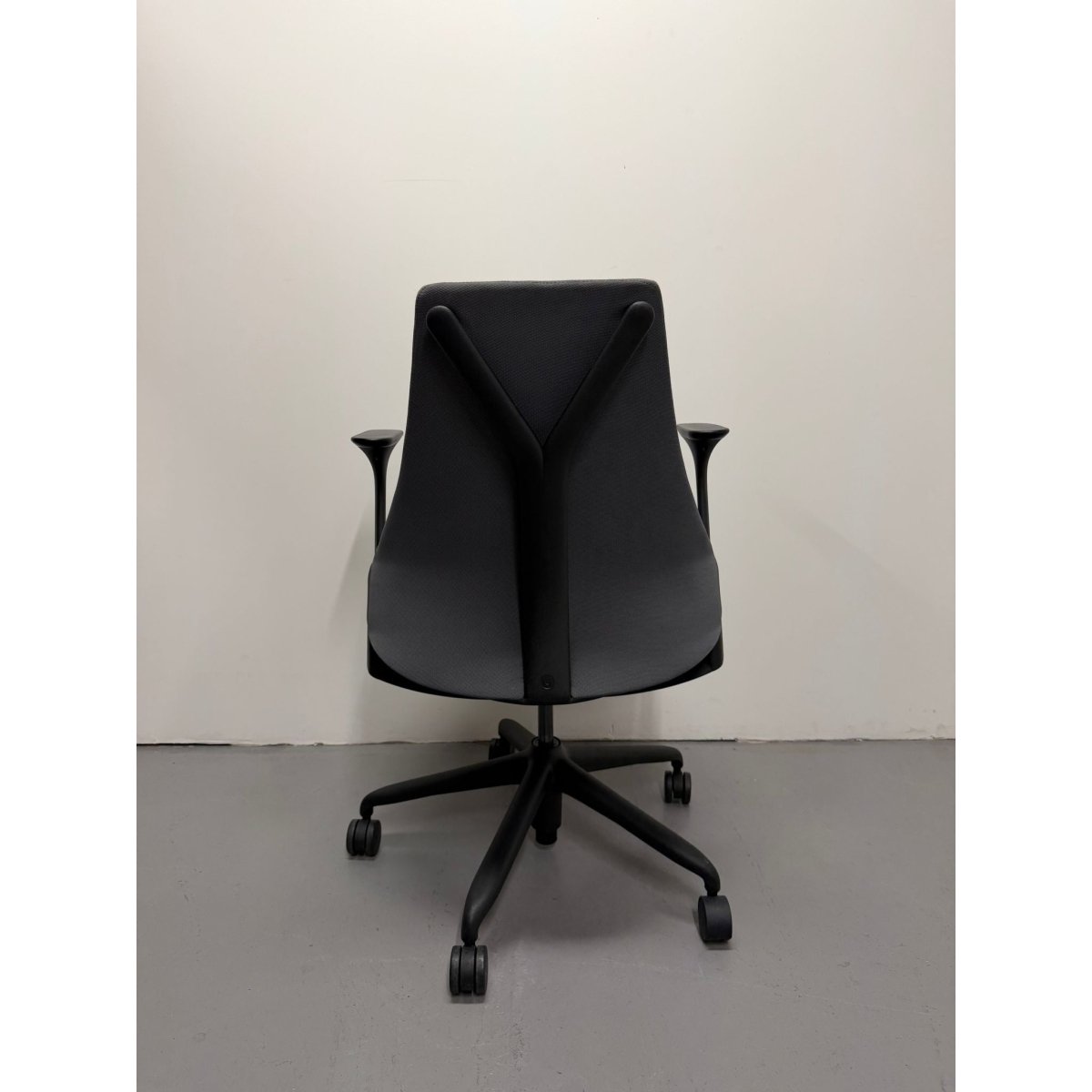 Herman Miller Sayl - Task Chair with Armrests - Grey Upholstered Back - thegoodchairs