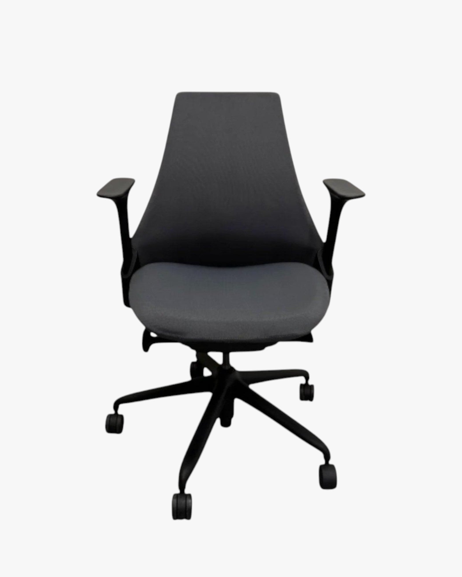 Herman Miller Sayl - Task Chair with Armrests - Grey Upholstered Back - thegoodchairs