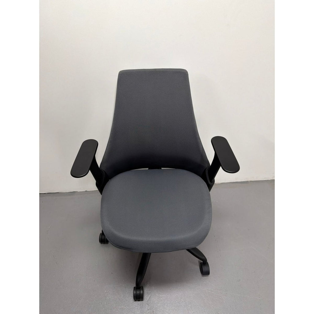 Herman Miller Sayl - Task Chair with Armrests - Grey Upholstered Back - thegoodchairs