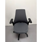 Herman Miller Sayl - Task Chair with Armrests - Grey Upholstered Back - thegoodchairs