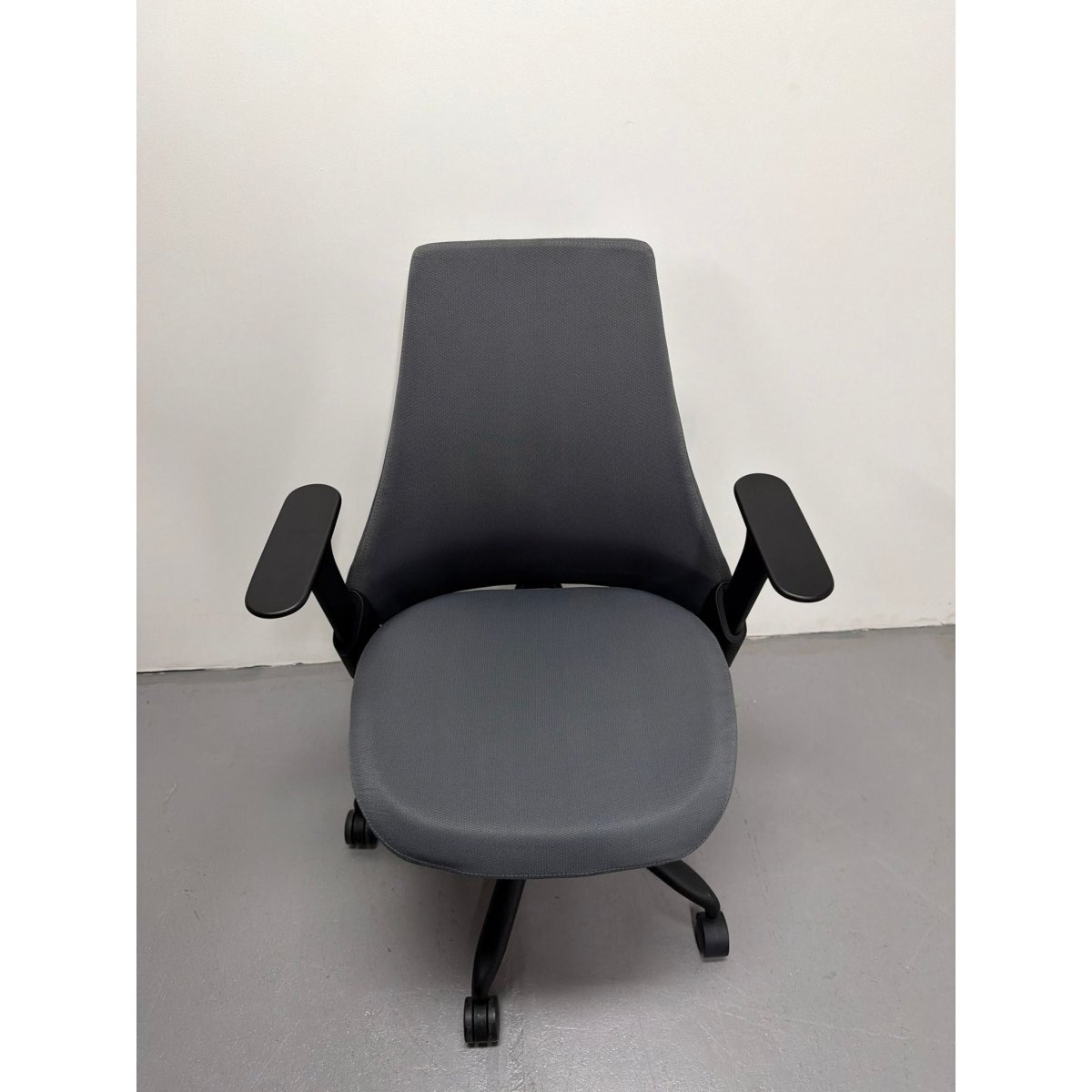 Herman Miller Sayl - Task Chair with Armrests - Grey Upholstered Back - thegoodchairs