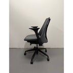 Herman Miller Sayl - Task Chair with Armrests - Grey Upholstered Back - thegoodchairs