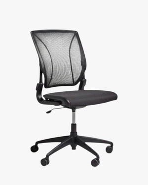 Humanscale Liberty Task Chair, Adjustable Arms, Black Mesh, Black Base