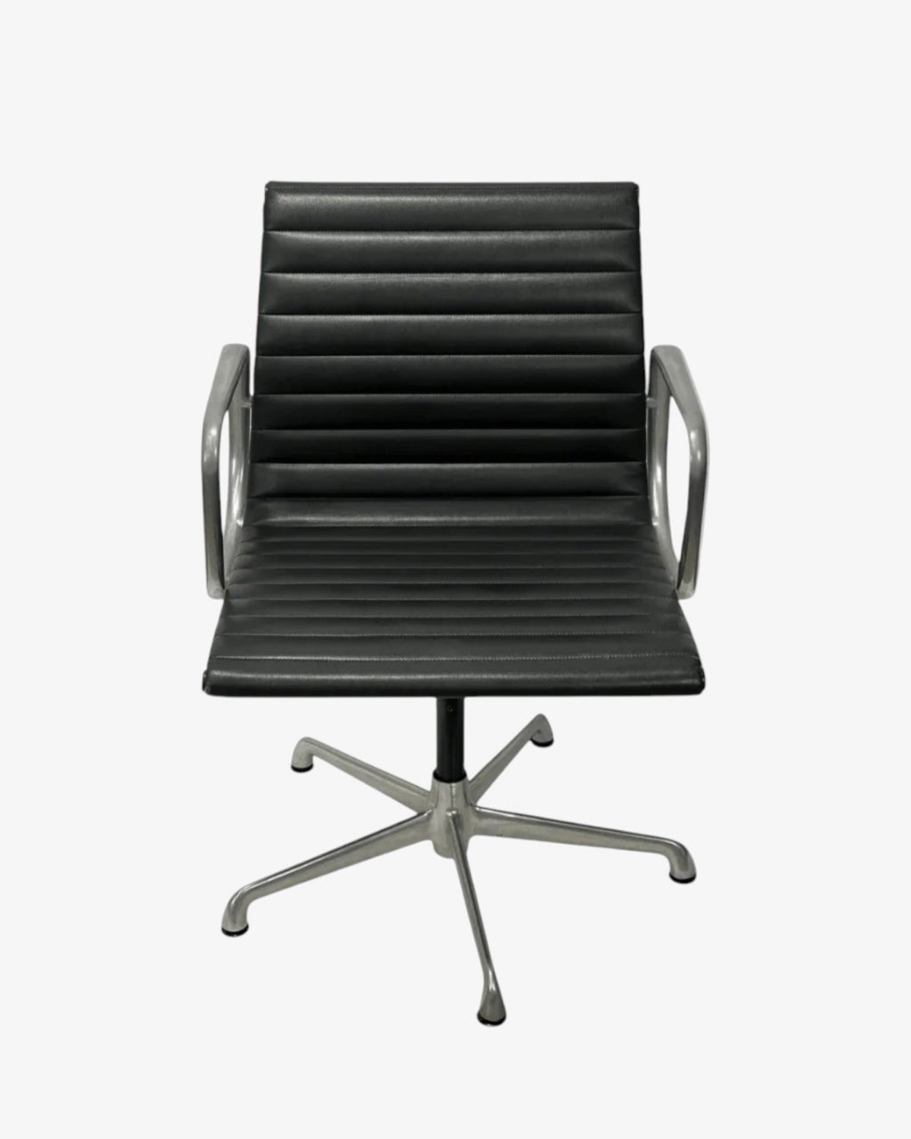 ICF Eames Aluminium Group Office Chair, Black Leather - thegoodchairs