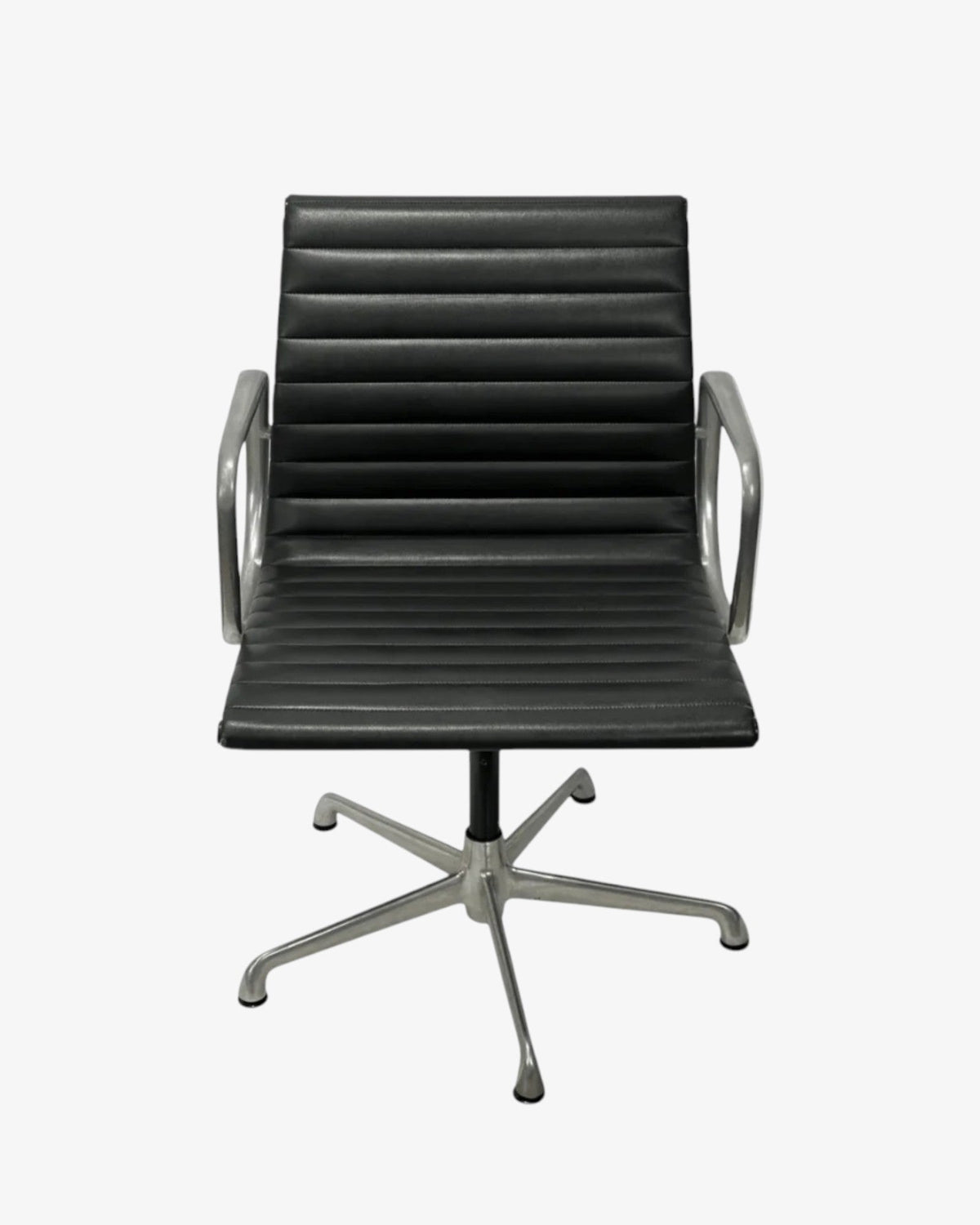 ICF Eames Aluminium Group Office Chair, Black Leather - thegoodchairs