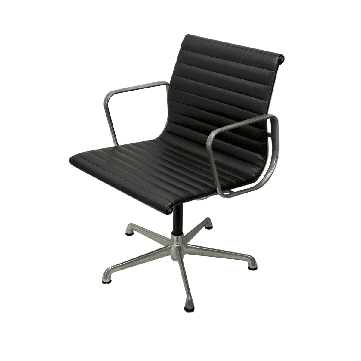 ICF Eames Aluminium Group Office Chair, Black Leather - thegoodchairs