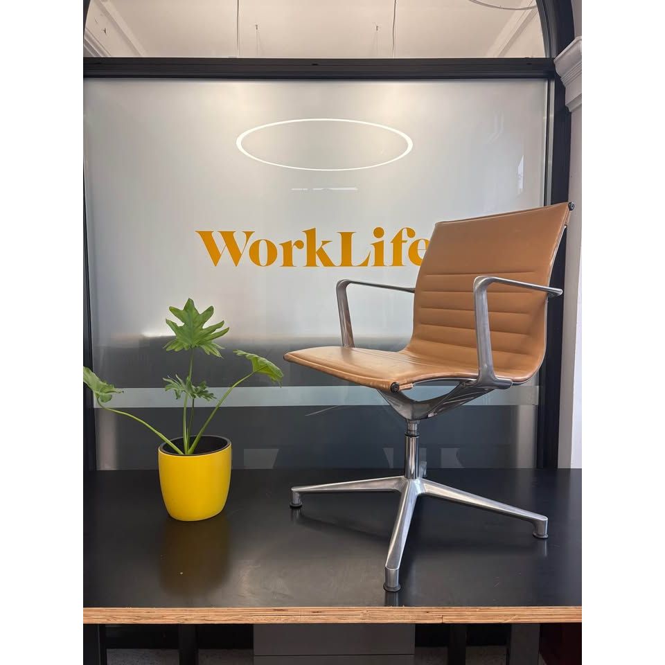 ICF Una Executive Chair, Tan Leather, Polished Aluminium - thegoodchairs