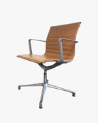 ICF Una Executive Chair, Tan Leather, Polished Aluminium - thegoodchairs