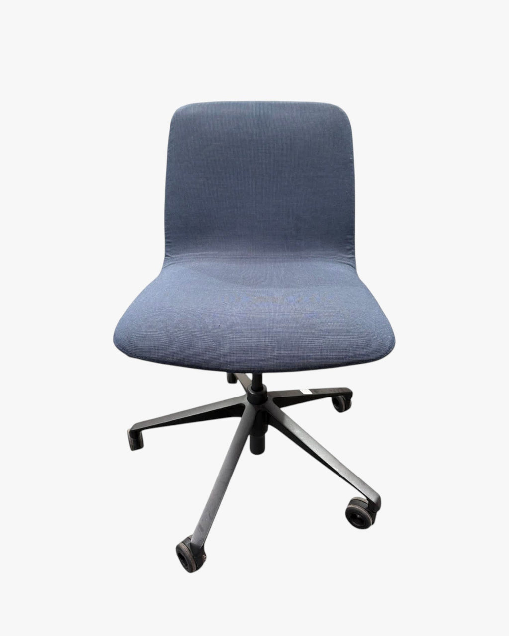 Jardan Mina Studio Chair, Blue Fabric, Black Metal Base - thegoodchairs