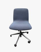 Jardan Mina Studio Chair, Blue Fabric, Black Metal Base - thegoodchairs