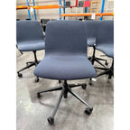 Jardan Mina Studio Chair, Blue Fabric, Black Metal Base - thegoodchairs