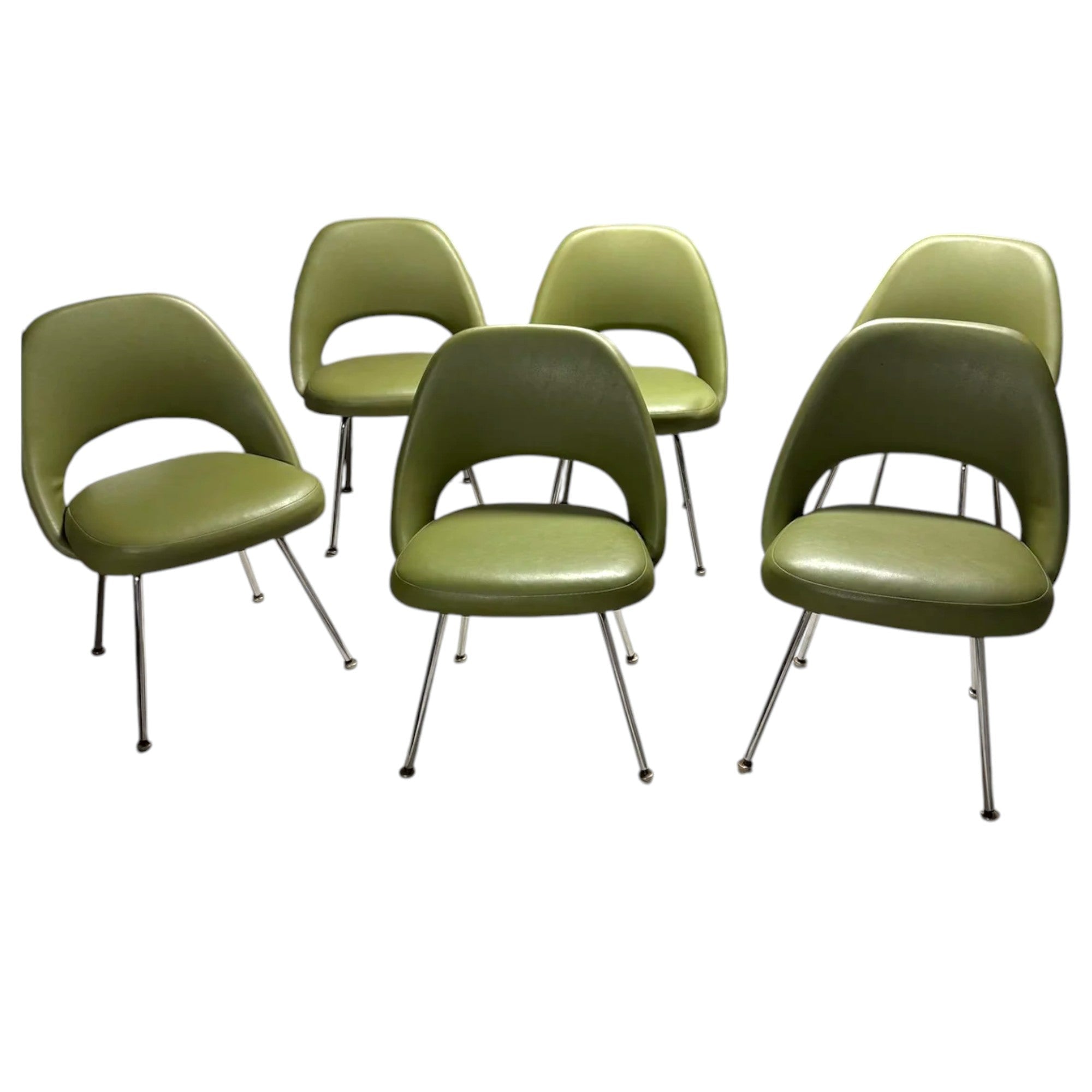 Knoll Saarinen Executive Side Chair by Eero Saarinen, Green, Set of 6 - thegoodchairs