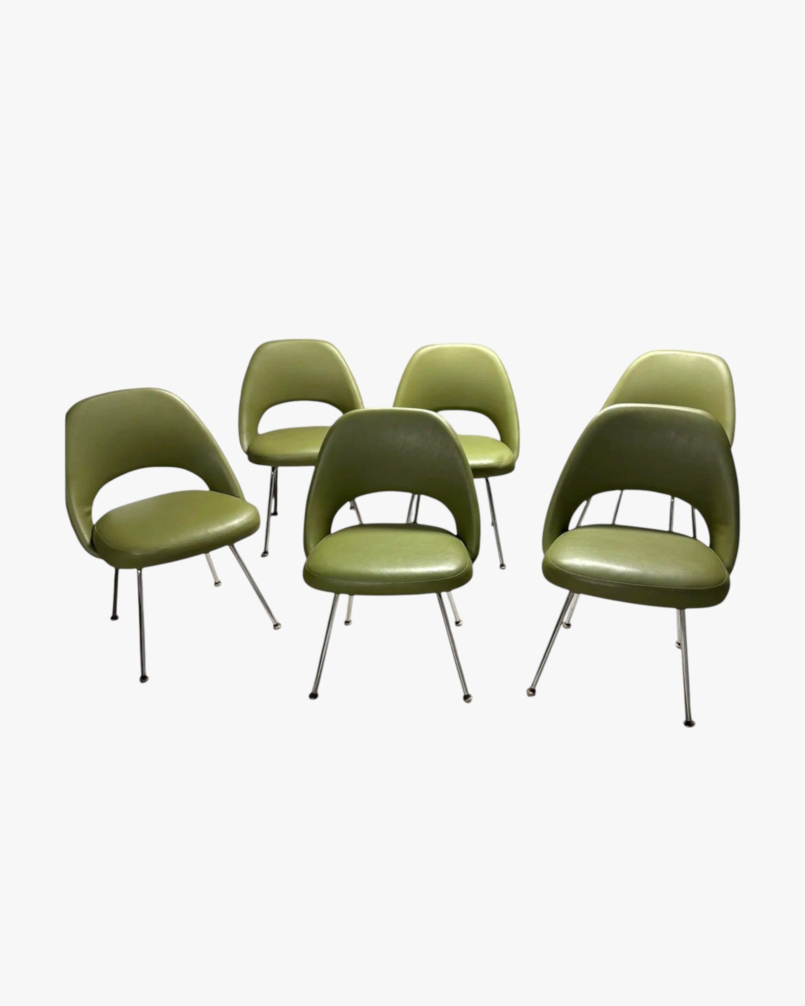 Knoll Saarinen Executive Side Chair by Eero Saarinen, Green, Set of 6 - thegoodchairs