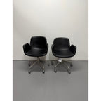 Lapalma Pass Easy Chair, Black Leather, 5 Star Castor Base - thegoodchairs
