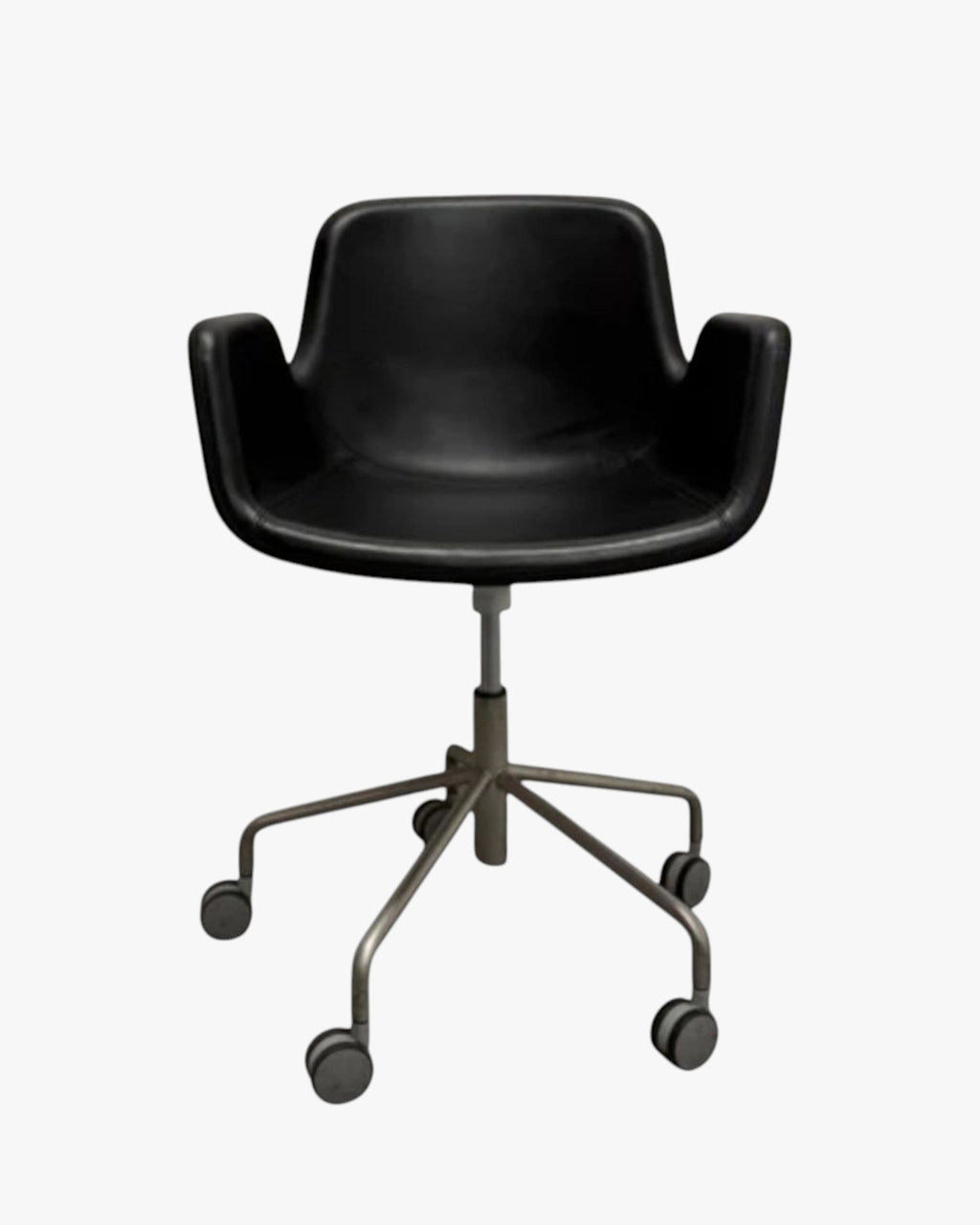 Lapalma Pass Easy Chair, Black Leather, 5 Star Castor Base - thegoodchairs