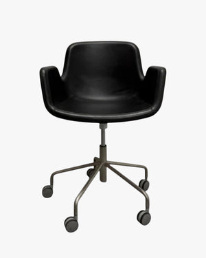 Lapalma Pass Easy Chair, Black Leather, 5 Star Castor Base