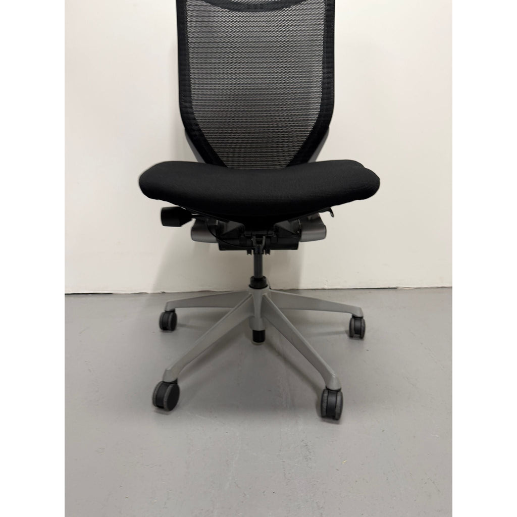 Okamura Baron Mesh Office Chair, Black, No Arms - thegoodchairs