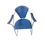 Set of 8 Retro Blue Conference Chairs with Chrome Frames - thegoodchairs