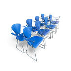 Set of 8 Retro Blue Conference Chairs with Chrome Frames - thegoodchairs
