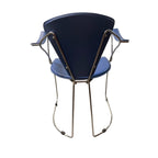 Set of 8 Retro Blue Conference Chairs with Chrome Frames - thegoodchairs