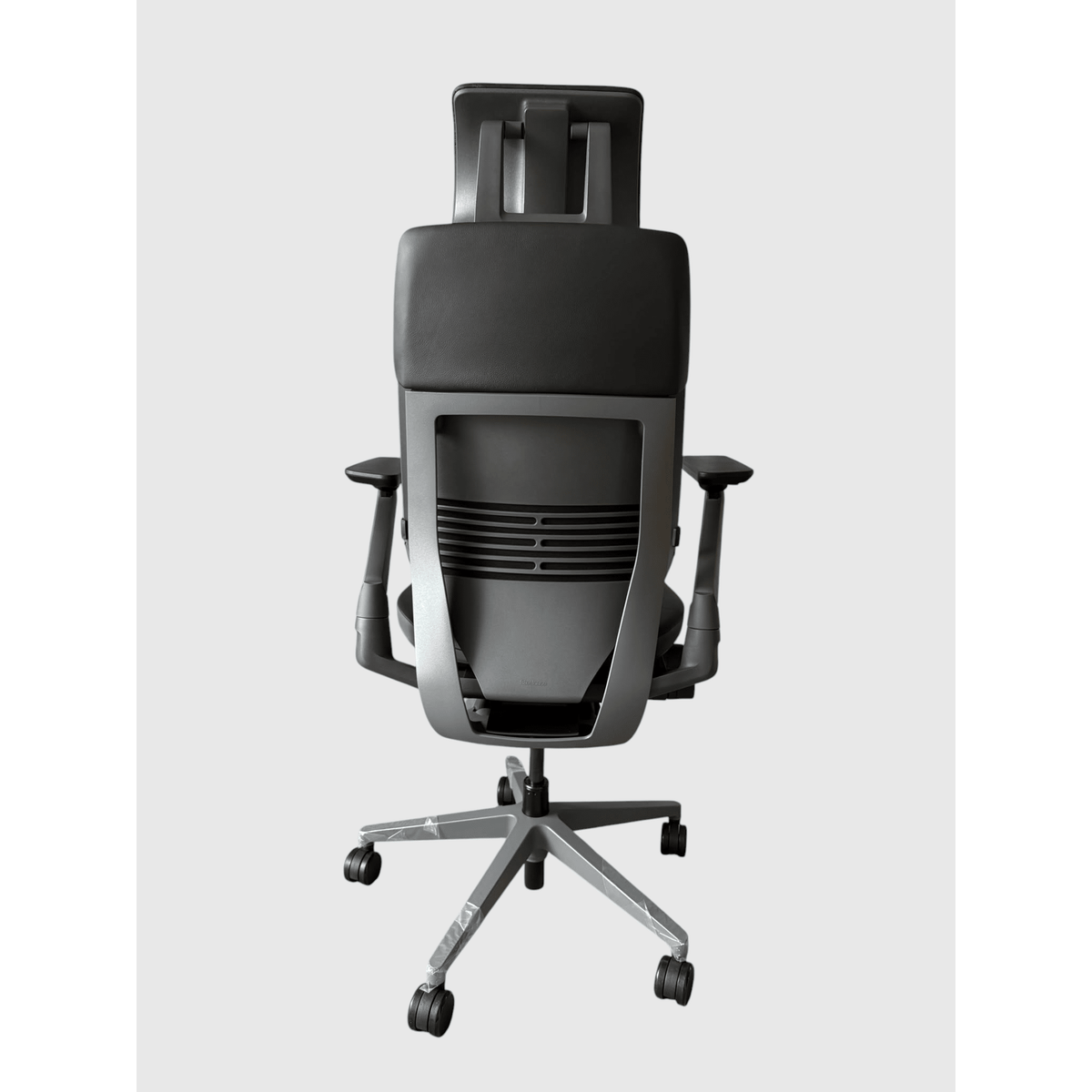 Steelcase Gesture Ergonomic Task Chair, Black Montana Leather, With Headrest - thegoodchairs