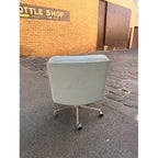 Tecno Osvaldo Borsani for P128 Office Chair, Late 1960s, Early 1970s, Light Grey Italian Leather - thegoodchairs