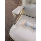 Tecno Osvaldo Borsani for P128 Office Chair, Late 1960s, Early 1970s, Light Grey Italian Leather - thegoodchairs