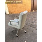 Tecno Osvaldo Borsani for P128 Office Chair, Late 1960s, Early 1970s, Light Grey Italian Leather - thegoodchairs