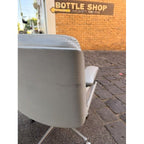 Tecno Osvaldo Borsani for P128 Office Chair, Late 1960s, Early 1970s, Light Grey Italian Leather - thegoodchairs