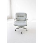 Tecno Osvaldo Borsani for P128 Office Chair, Late 1960s, Early 1970s, Light Grey Italian Leather - thegoodchairs