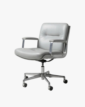 Tecno Osvaldo Borsani for P128 Office Chair, Late 1960s, Early 1970s, Light Grey Italian Leather
