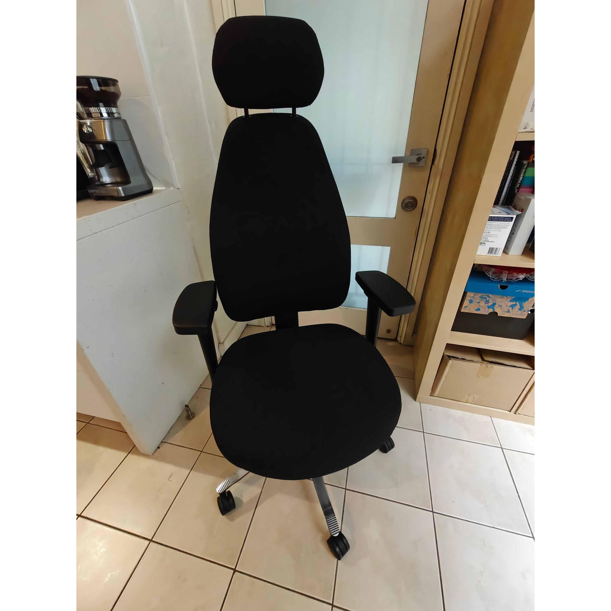 Therapod X HR Ergonomic Task Chair, Black, With Headrest - thegoodchairs