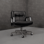 Vaghi Kiruna Black Leather Swivel Chair by Studio Tecnico Vaghi, Italy, 1975 - thegoodchairs