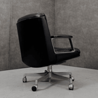 Vaghi Kiruna Black Leather Swivel Chair by Studio Tecnico Vaghi, Italy, 1975 - thegoodchairs