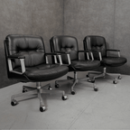 Vaghi Kiruna Black Leather Swivel Chair by Studio Tecnico Vaghi, Italy, 1975 - thegoodchairs