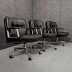 Vaghi Kiruna Black Leather Swivel Chair by Studio Tecnico Vaghi, Italy, 1975 - thegoodchairs