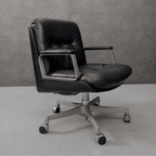 Vaghi Kiruna Black Leather Swivel Chair by Studio Tecnico Vaghi, Italy, 1975 - thegoodchairs