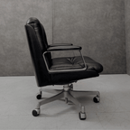 Vaghi Kiruna Black Leather Swivel Chair by Studio Tecnico Vaghi, Italy, 1975 - thegoodchairs