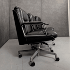 Vaghi Kiruna Black Leather Swivel Chair by Studio Tecnico Vaghi, Italy, 1975 - thegoodchairs