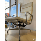 Vitra Eames Soft Pad Lounge Chair EA222, White Leather - thegoodchairs