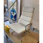 Vitra Eames Soft Pad Lounge Chair EA222, White Leather - thegoodchairs