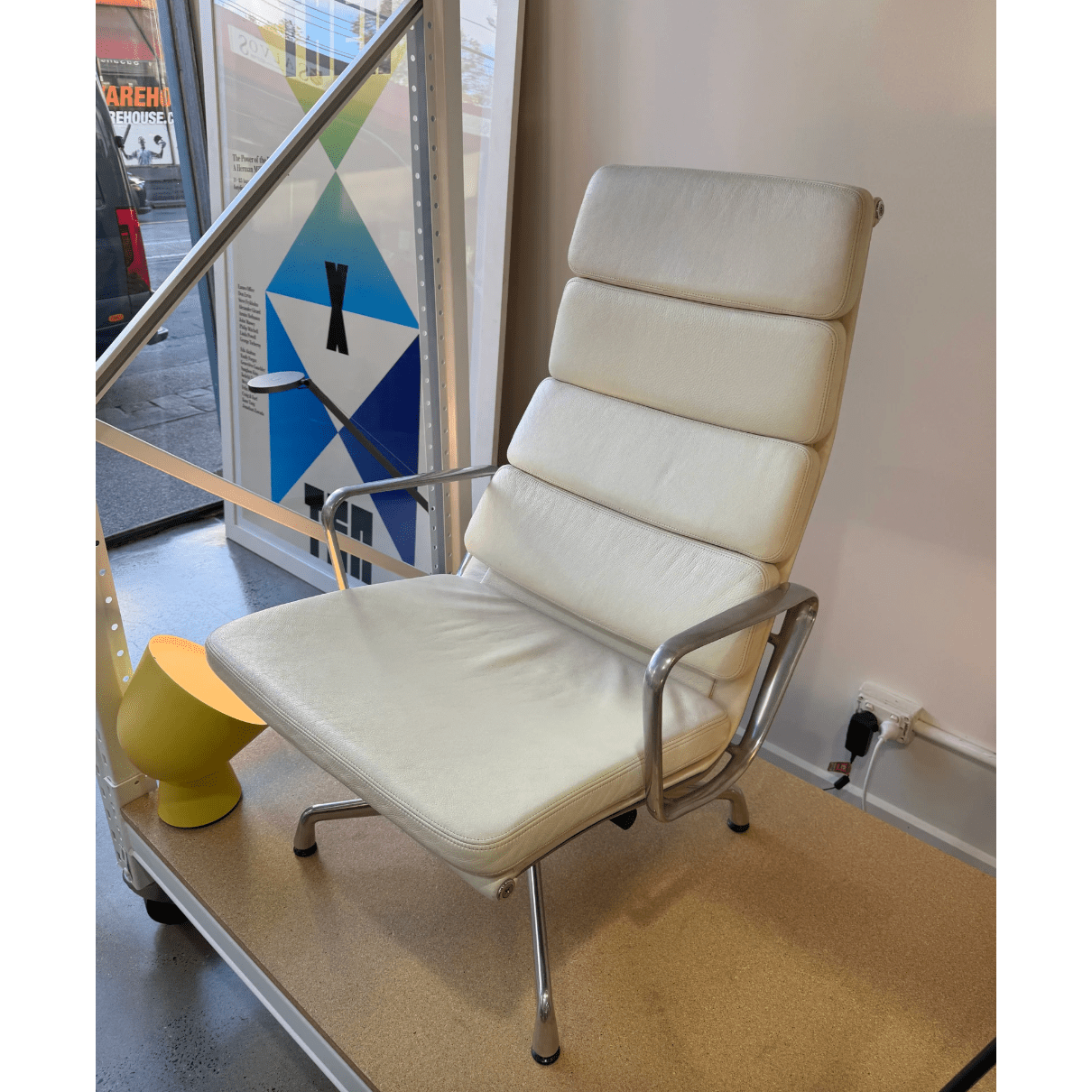Vitra Eames Soft Pad Lounge Chair EA222, White Leather - thegoodchairs