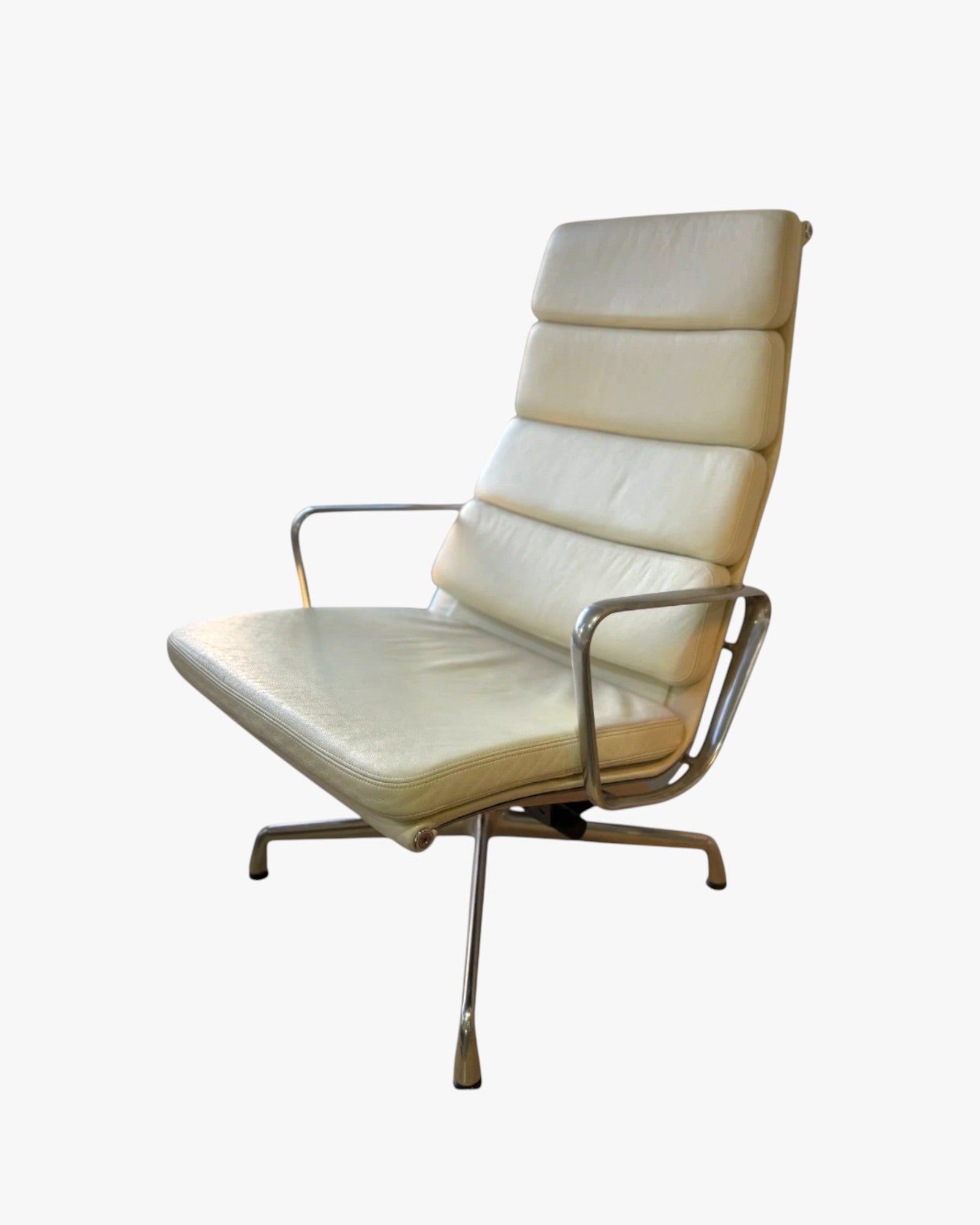 Vitra Eames Soft Pad Lounge Chair EA222, White Leather - thegoodchairs