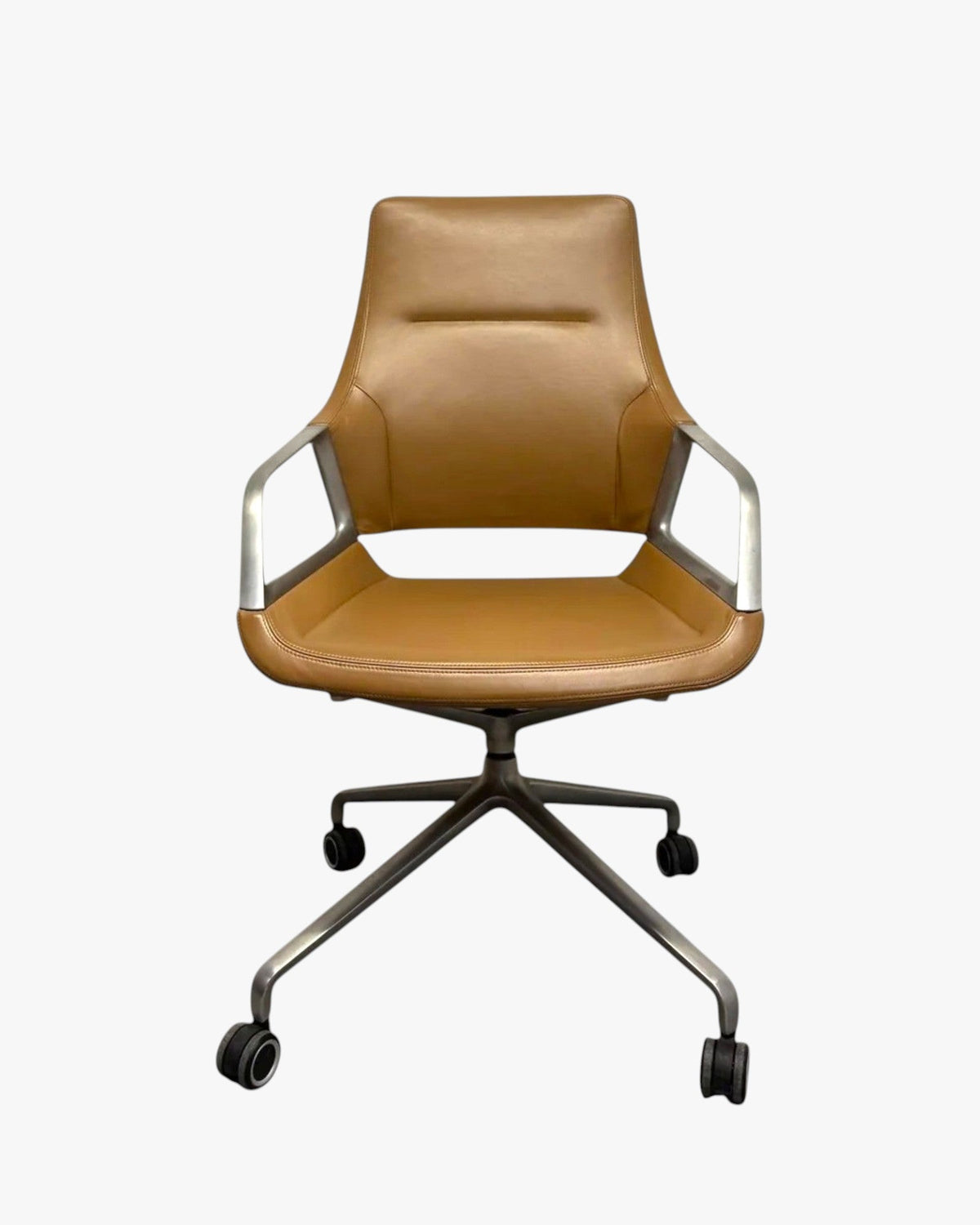 Wilkhahn Graph 301/5 Conference Chair by Jehs + Laub, Tan Leather - thegoodchairs