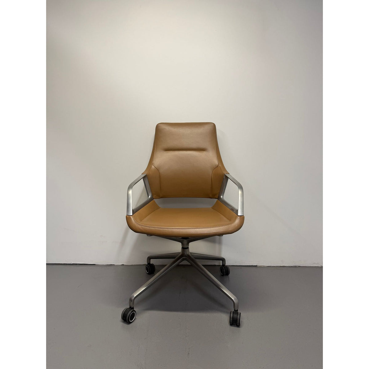 Wilkhahn Graph 301/5 Conference Chair by Jehs + Laub, Tan Leather - thegoodchairs