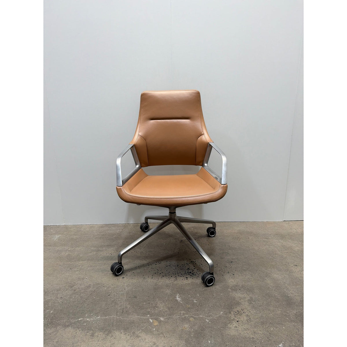 Wilkhahn Graph 301/5 Conference Chair by Jehs + Laub, Tan Leather - thegoodchairs