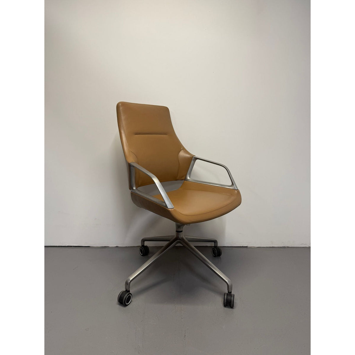 Wilkhahn Graph 301/5 Conference Chair by Jehs + Laub, Tan Leather - thegoodchairs